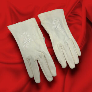 Vintage Gant Madeline Embroidered Driving Length Gloves Sz 7 100% Cotton FLAWED